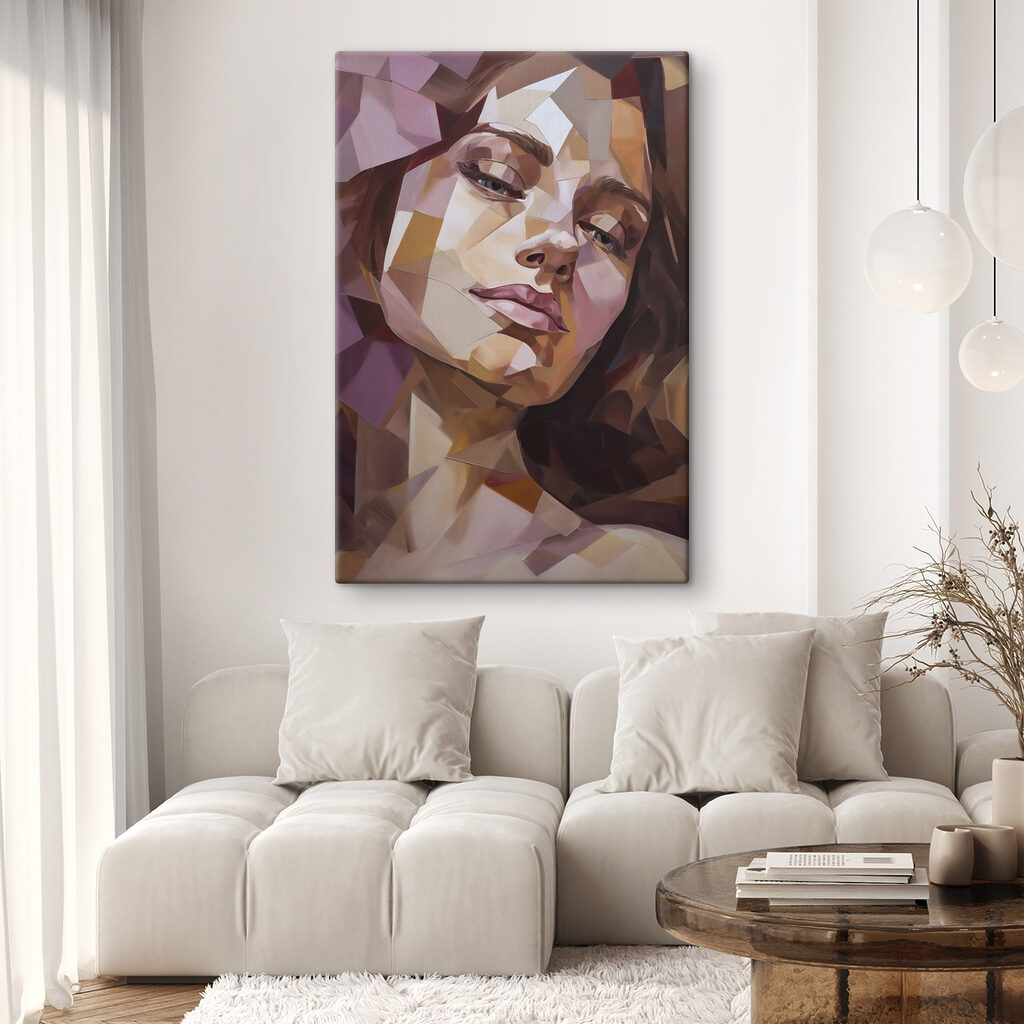 Het gezicht van een vrouw met weinig polygonen — interieur 2