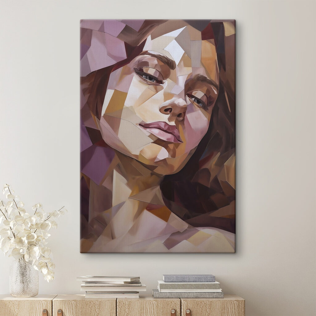 Het gezicht van een vrouw met weinig polygonen — interieur 1