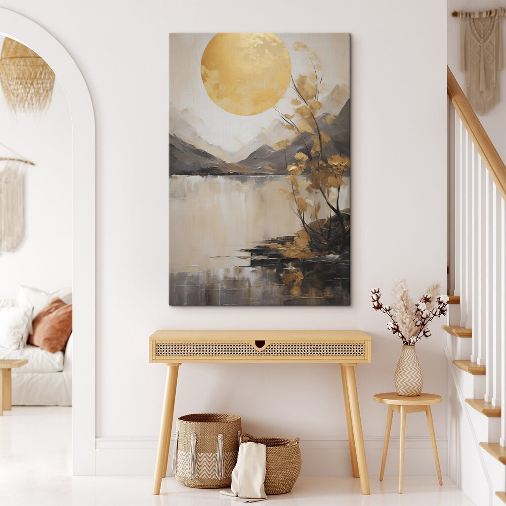 Schilderij van een boom en een meer — interieur 2