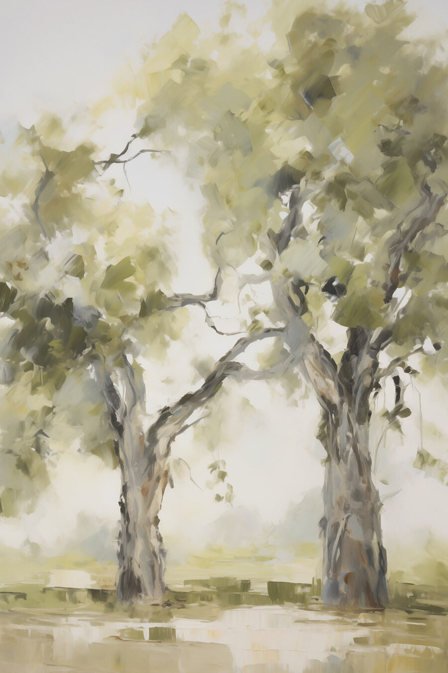 Schilderij van twee bomen — volledig ontwerp