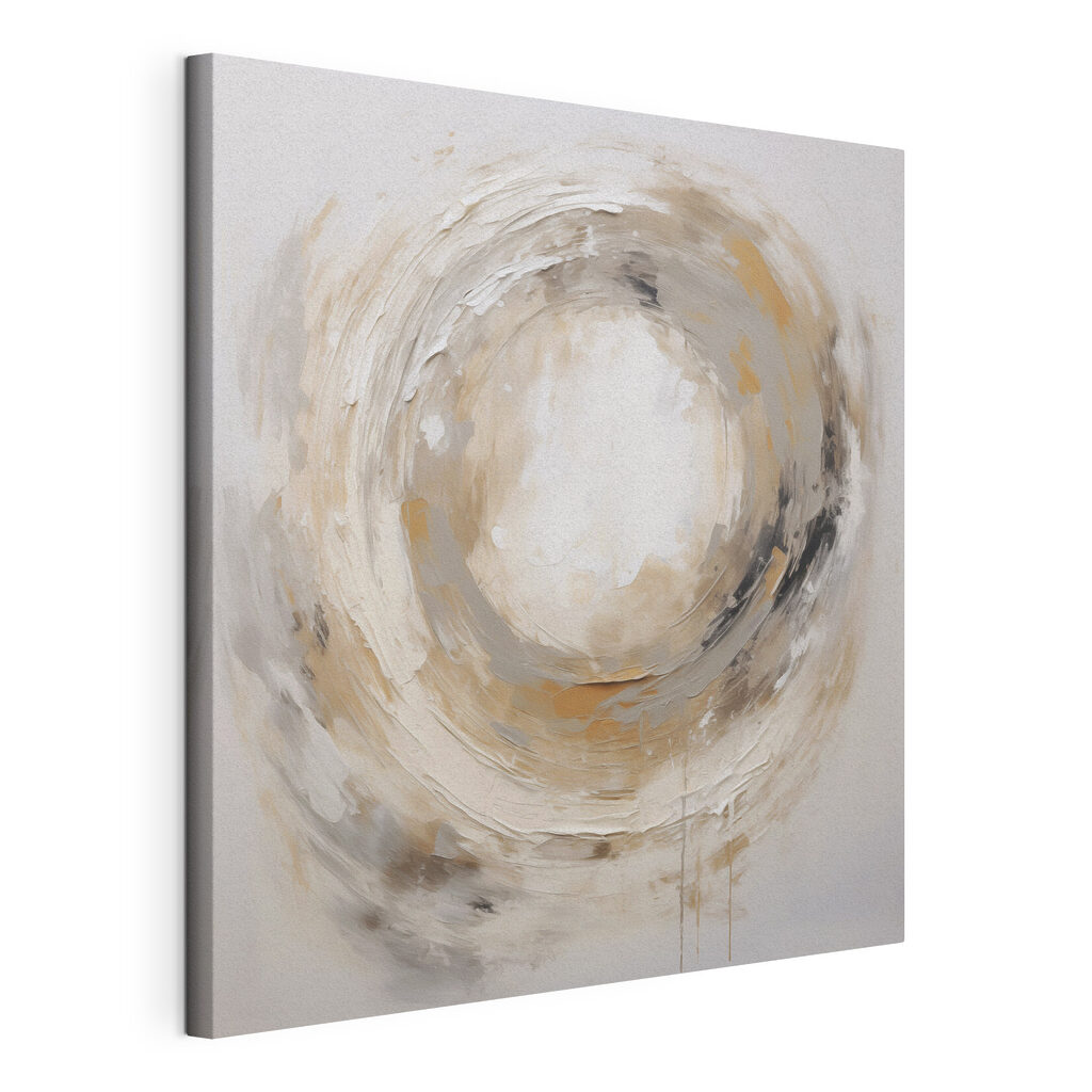 Schilderij van een cirkel, gespannen canvas met doorlopende rand