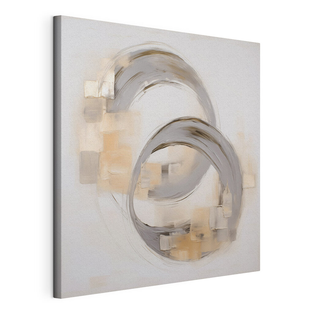 Schilderij van een paar cirkels, gespannen canvas met doorlopende rand