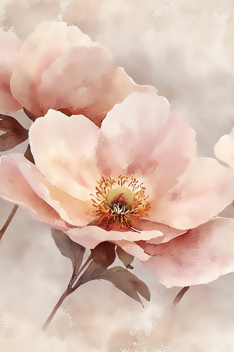 Verfijnde bloemen in zachte pasteltinten — volledig ontwerp