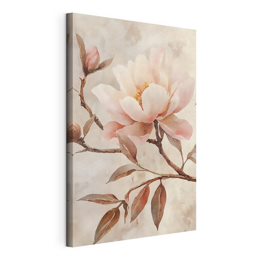 Schilderij van een bloem, gespannen canvas met doorlopende rand