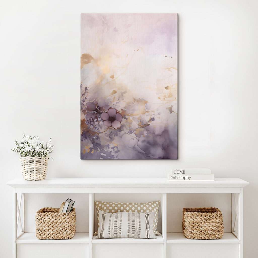 Schilderij van bloemen op een witte ondergrond — interieur 1