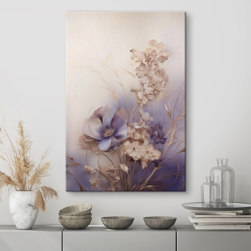 Schilderij van bloemen op een witte achtergrond — interieur 1
