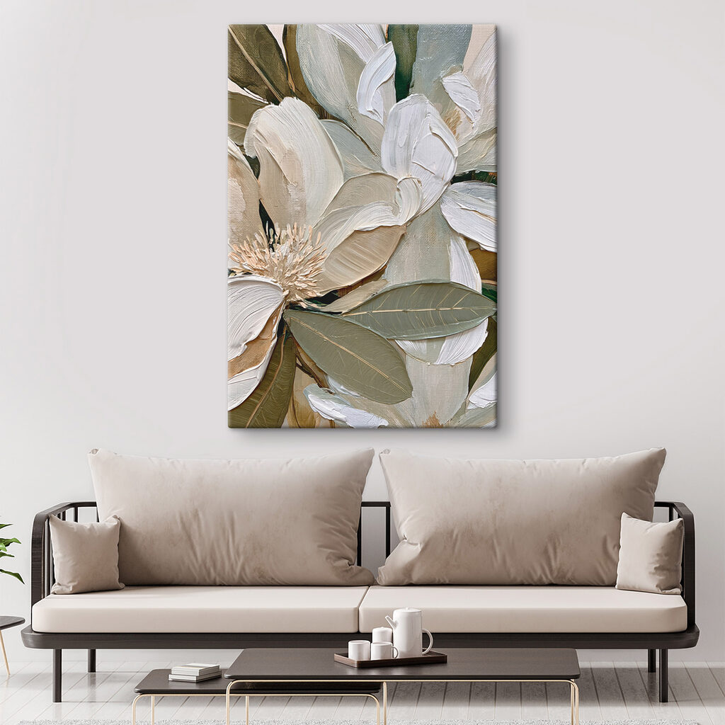 Witte bloesem tussen olijfblad — interieur 2