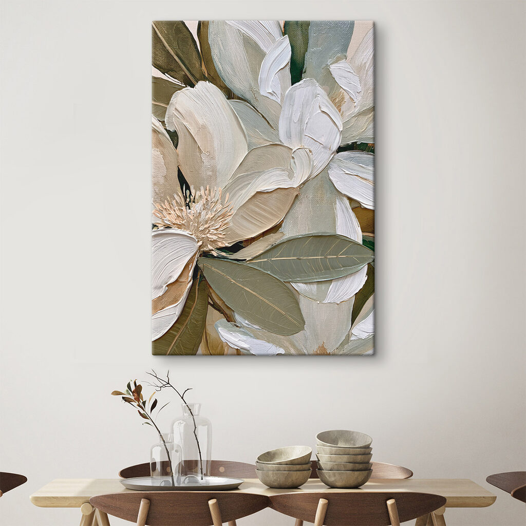 Witte bloesem tussen olijfblad — interieur 3
