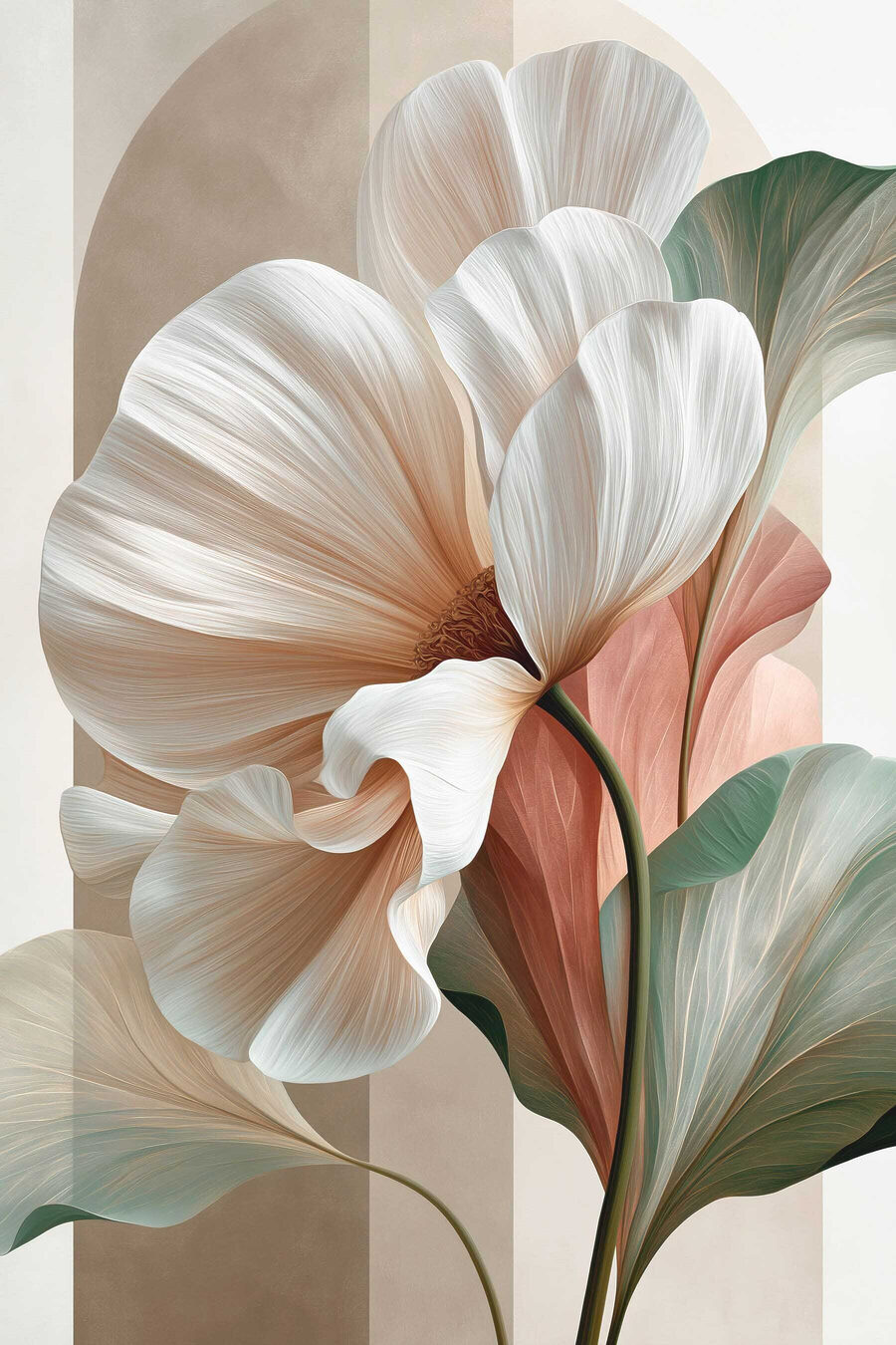Witte kelk met pastelblad — volledig ontwerp