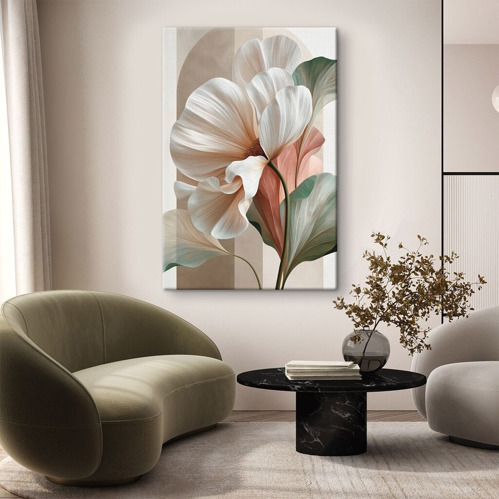 Witte kelk met pastelblad — interieur 1