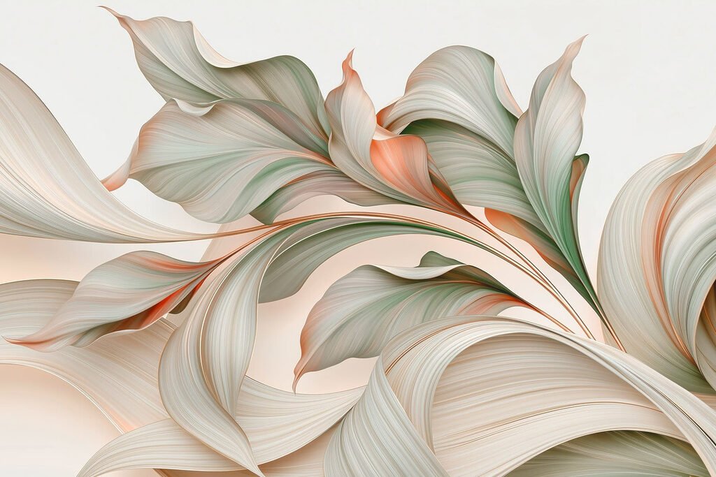 Golvend blad in pastelkleuren — volledig ontwerp