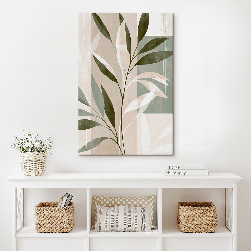 Witte twijgen naast olijfgroen — interieur 3