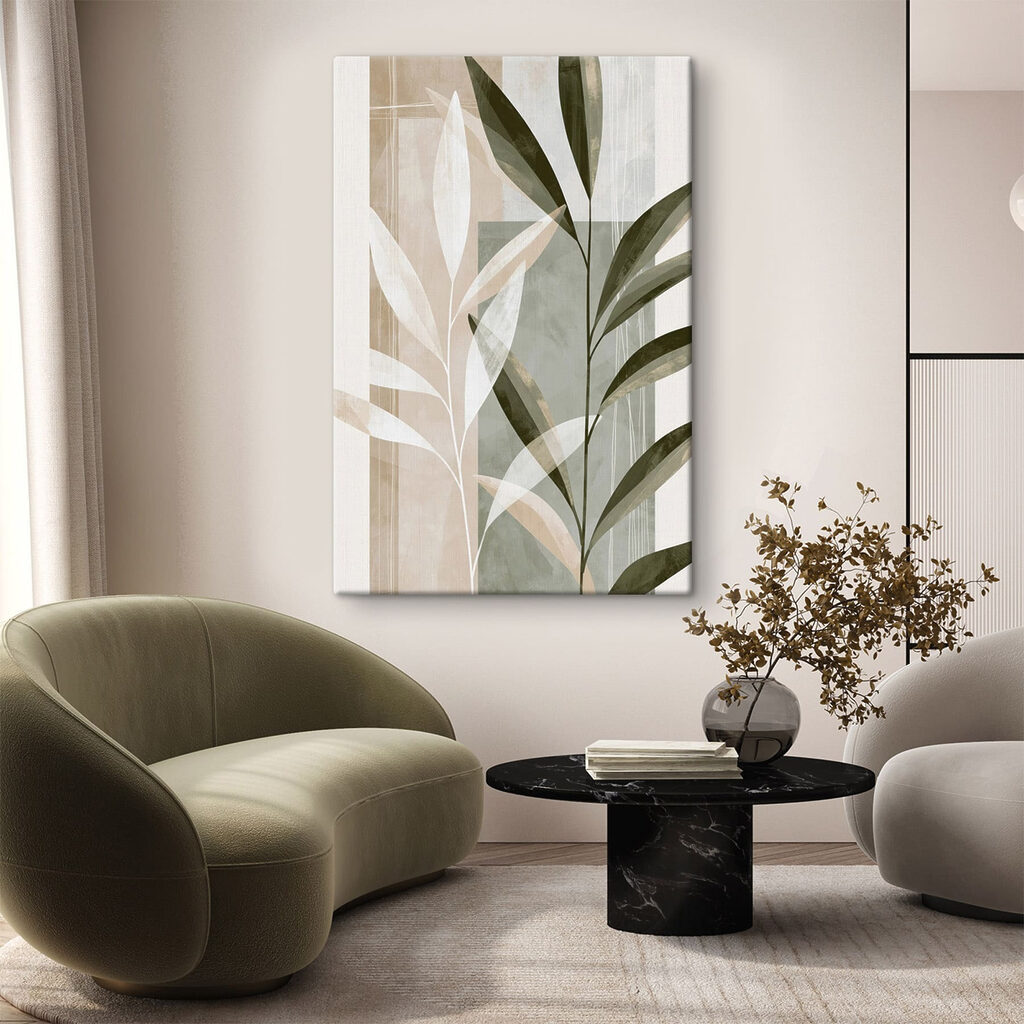 Groene takken langs wit — interieur 3