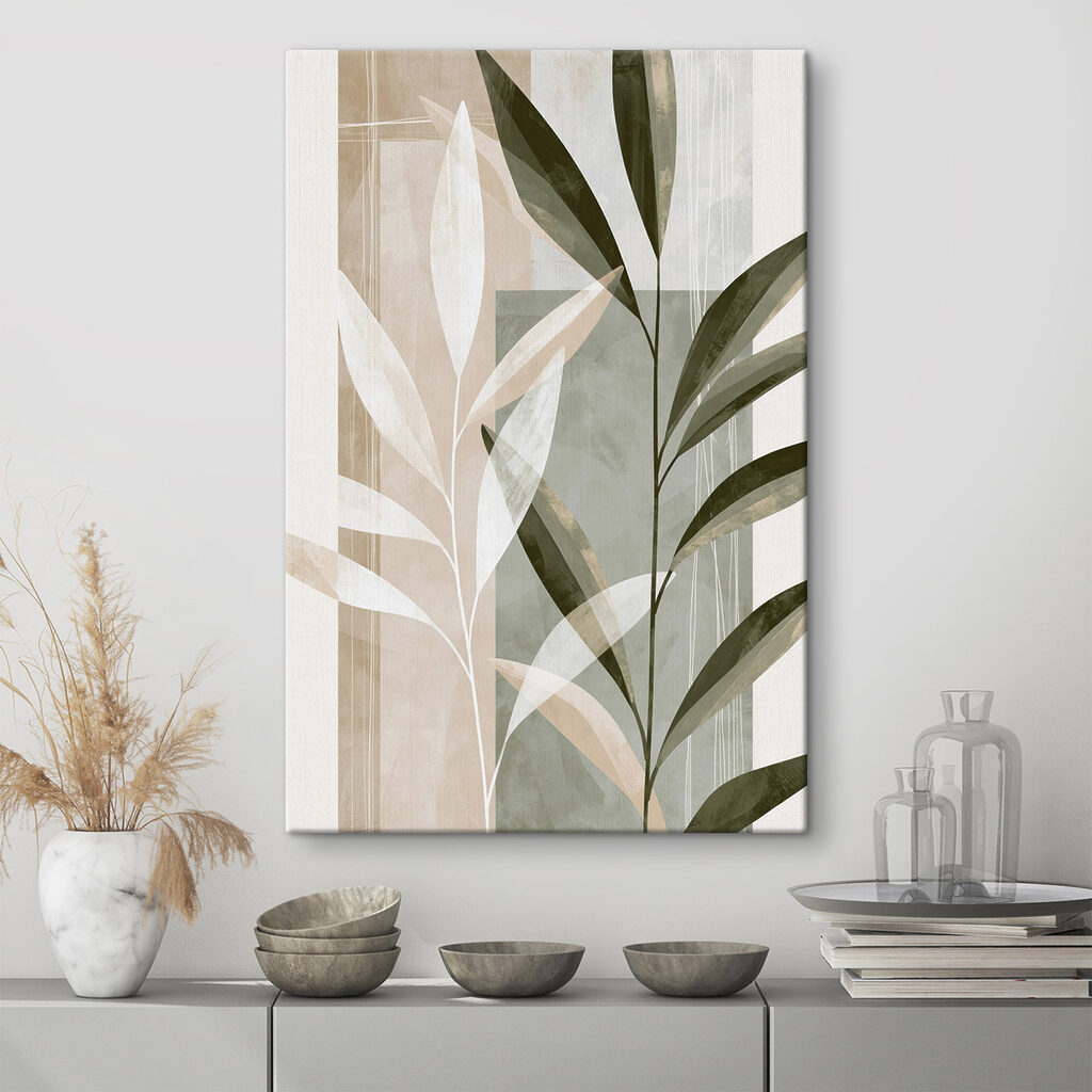Groene takken langs wit — interieur 1