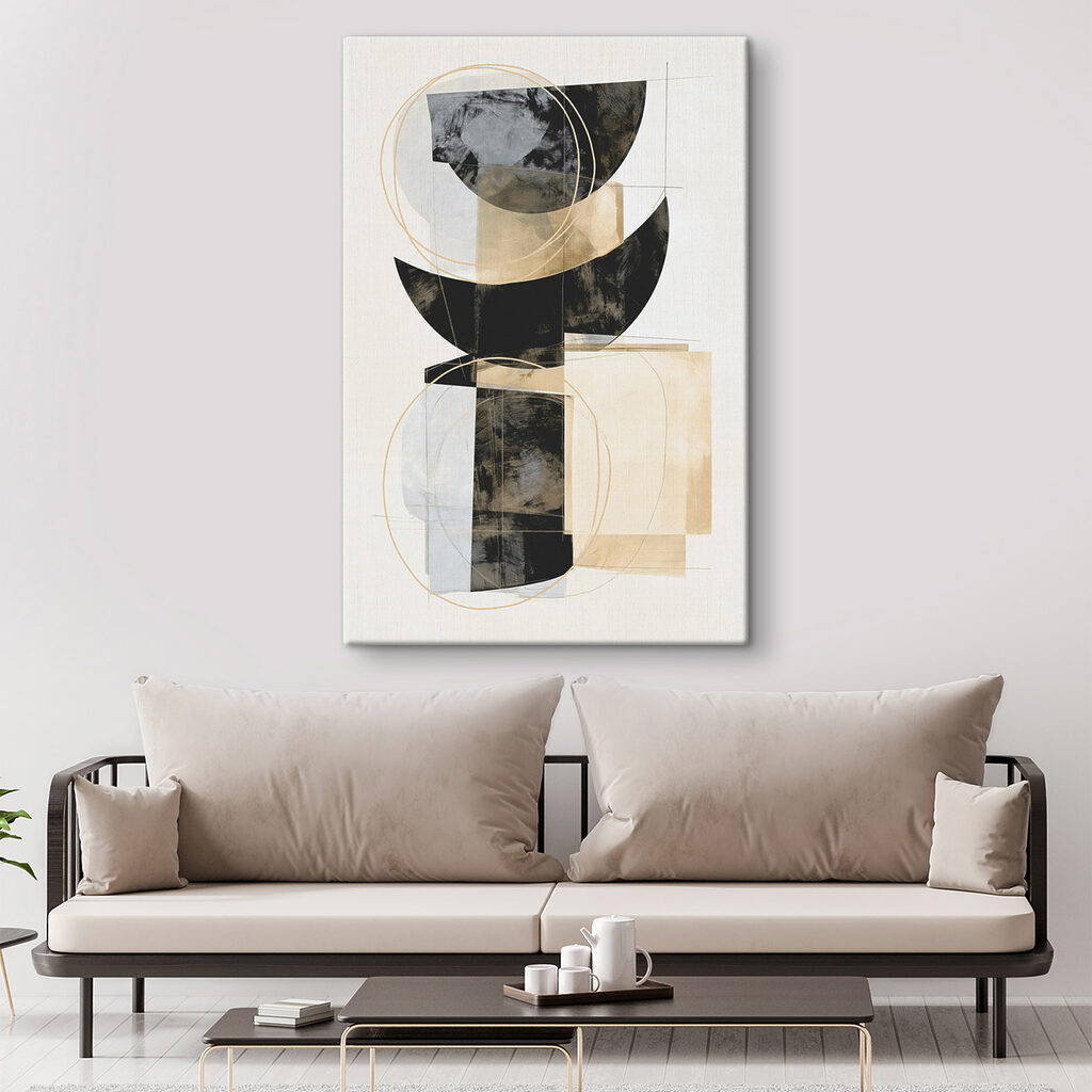 Halve cirkels met goudlijnen — interieur 2