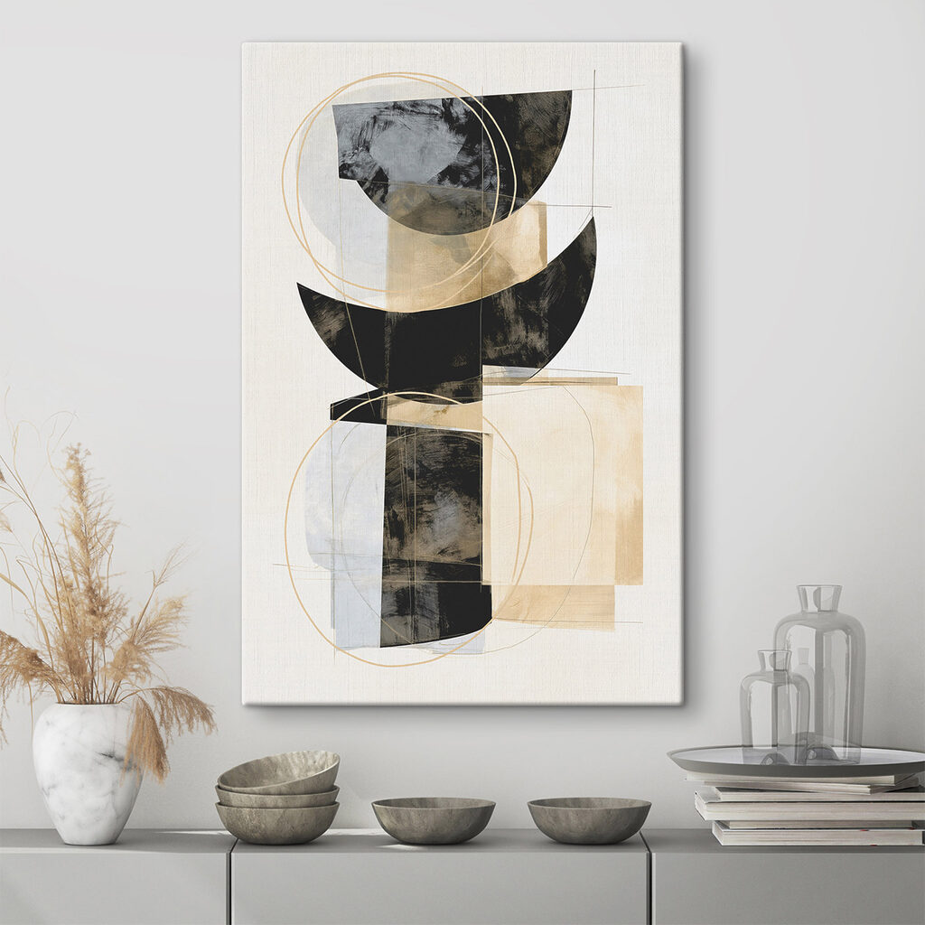 Halve cirkels met goudlijnen — interieur 3