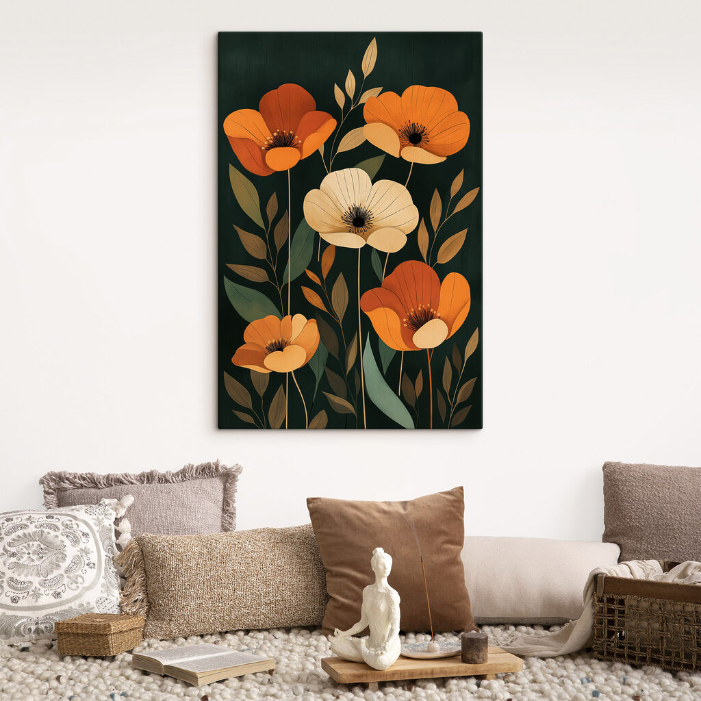 Schilderij van bloemen en bladeren — interieur 1