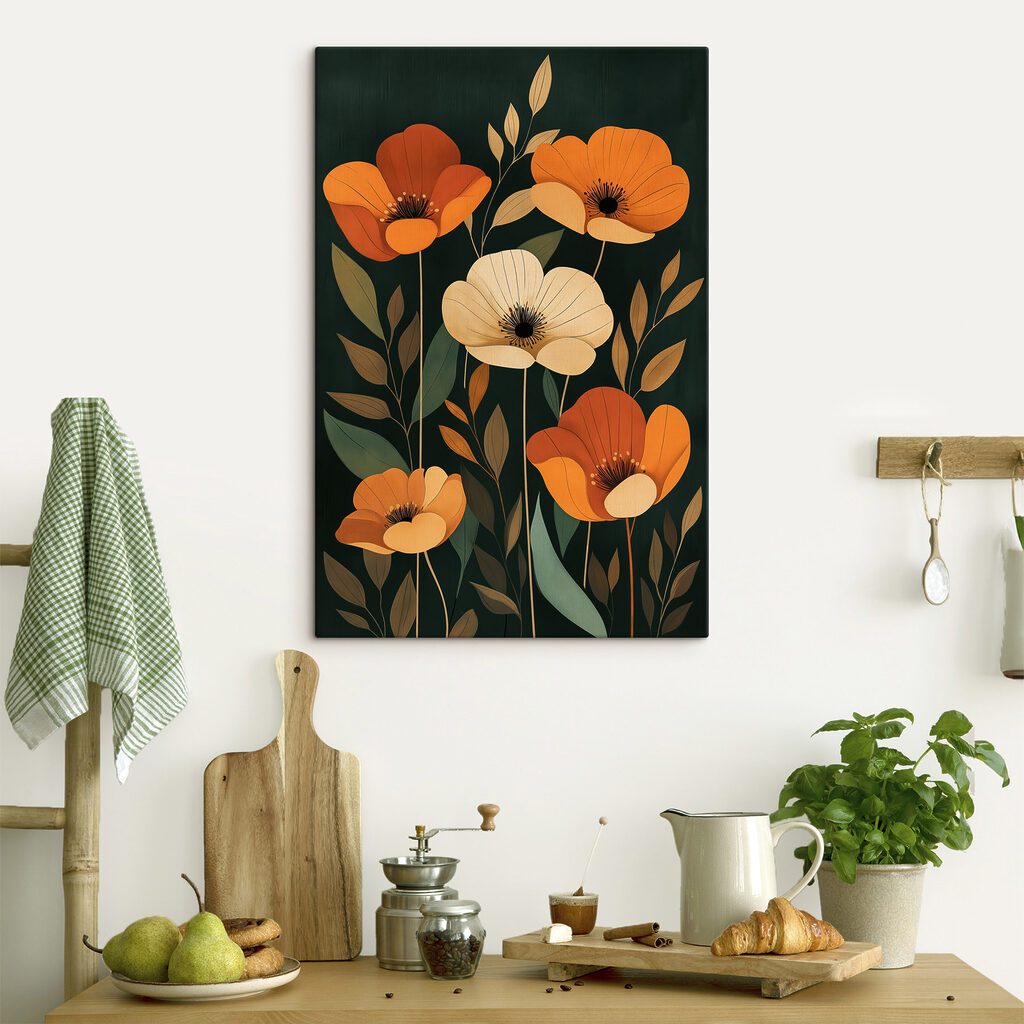Schilderij van bloemen en bladeren — interieur 2