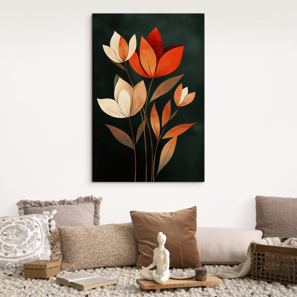 Schilderij van bloemen met bladeren — interieur 2
