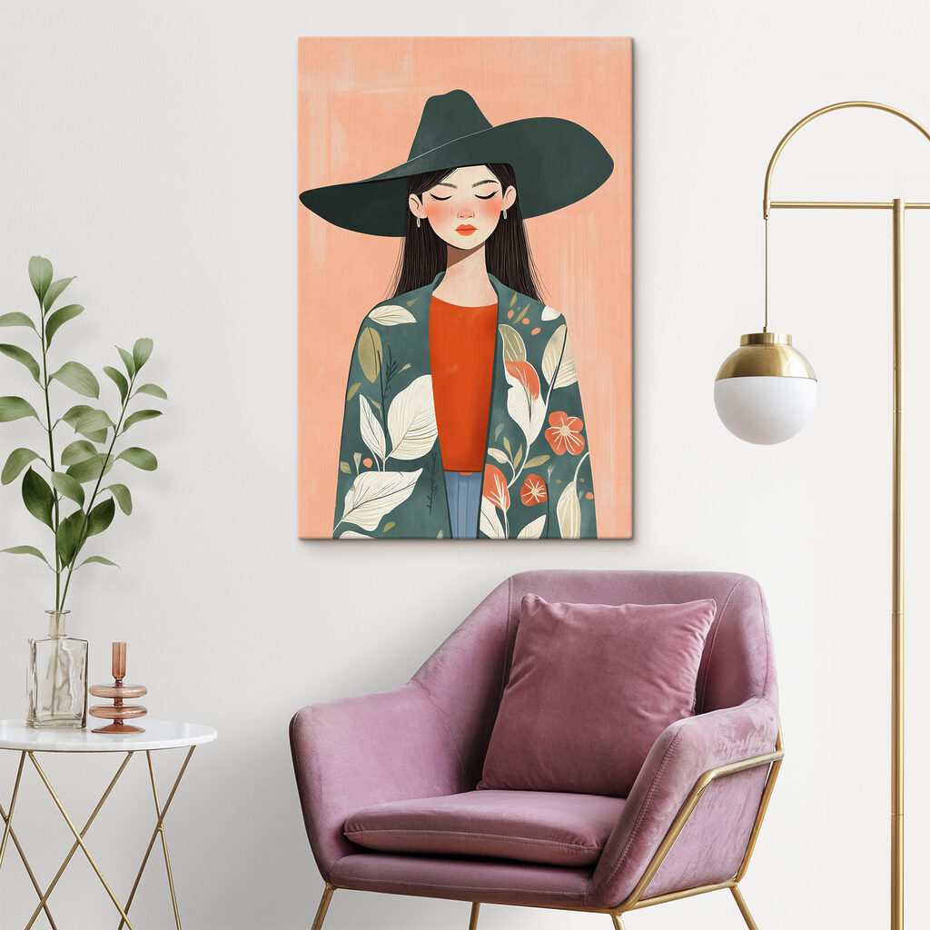 Vrouw met een hoed en een jas — interieur 1