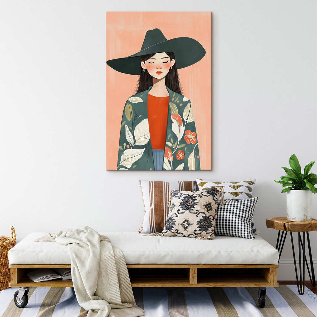 Vrouw met een hoed en een jas — interieur 2