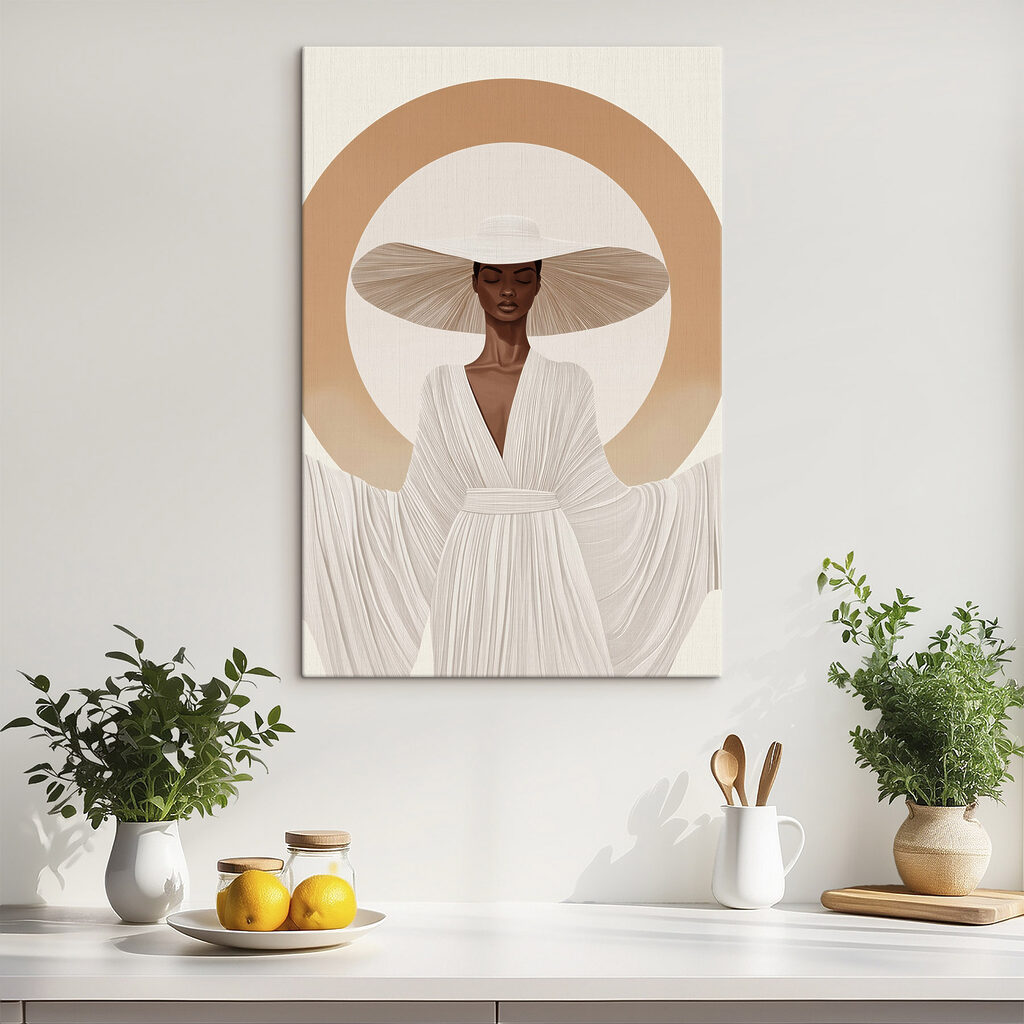 Vrouw met een hoed en een jurk — interieur 1