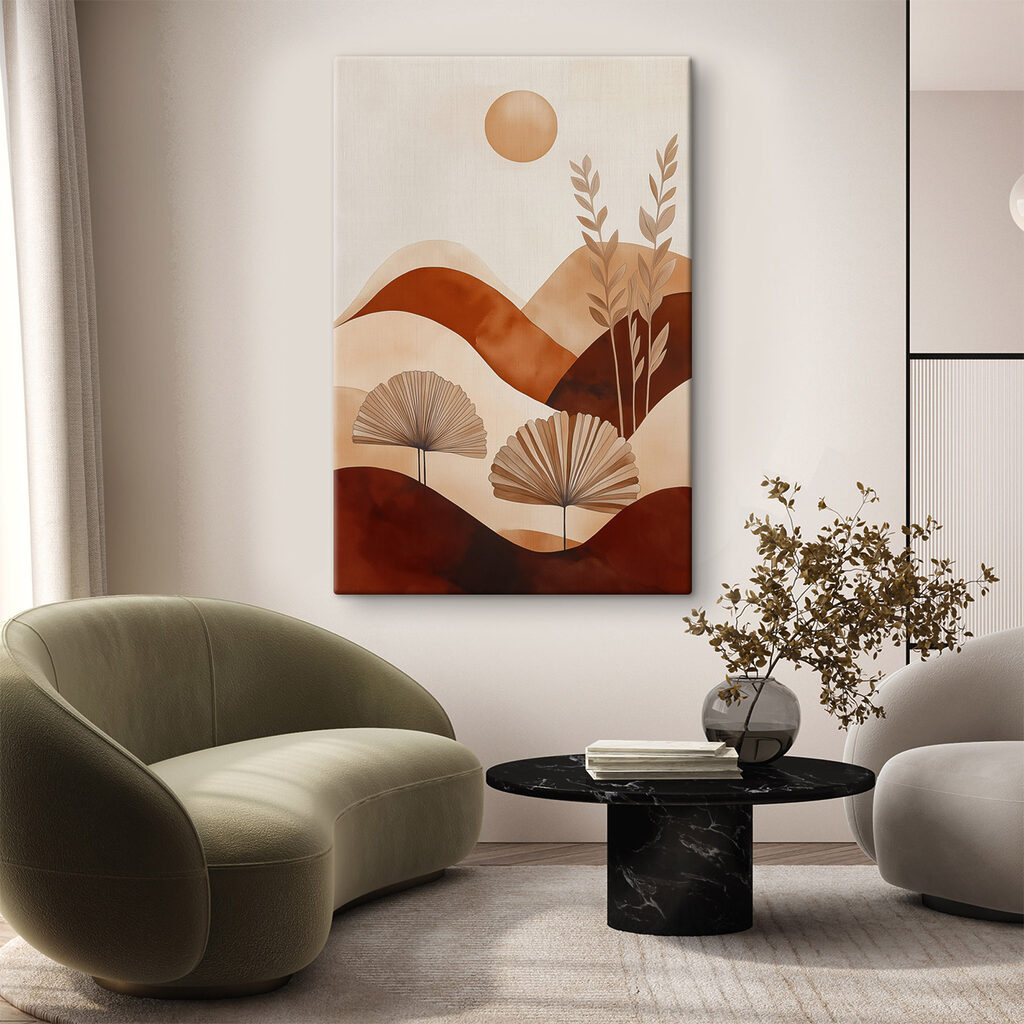 Schilderij van een landschap met planten en heuvels — interieur 2
