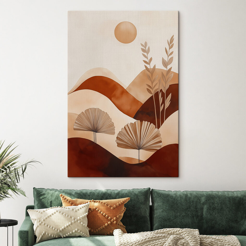 Schilderij van een landschap met planten en heuvels — interieur 1