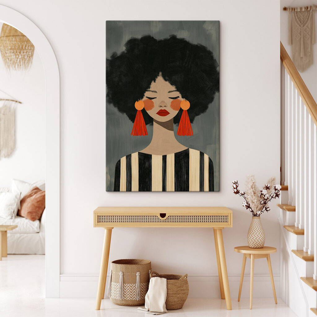 Vrouw met grote oorbellen — interieur 2