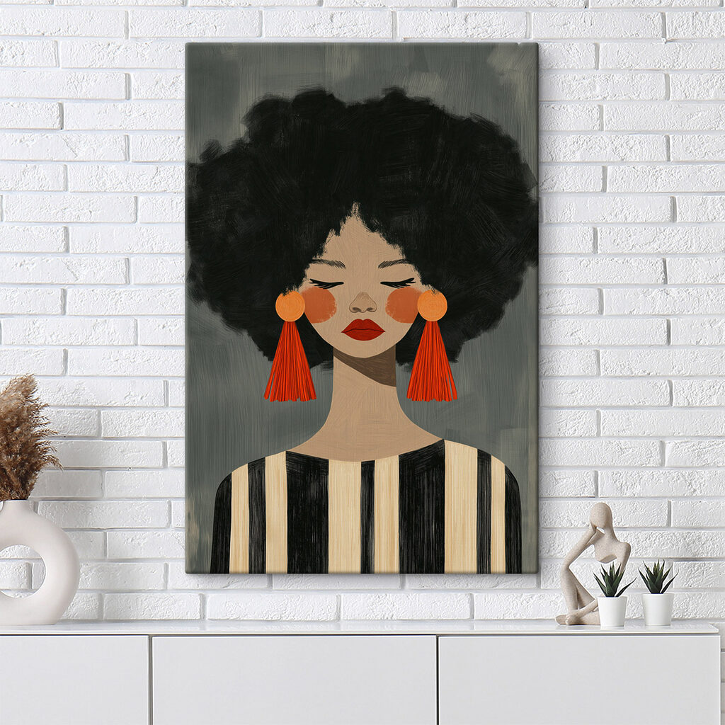 Vrouw met grote oorbellen — interieur 1