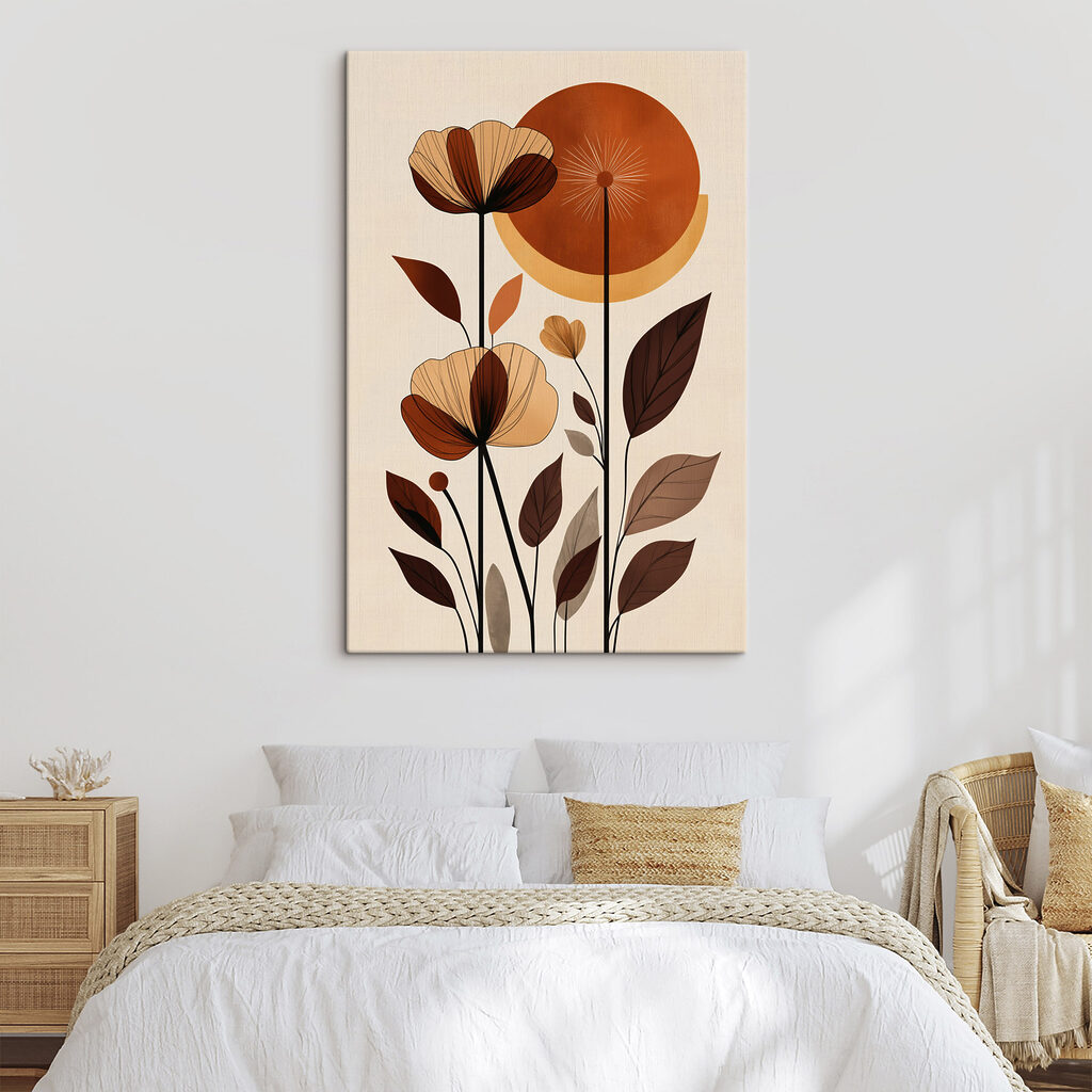Elegant bloemmotief in aardetinten — interieur 1