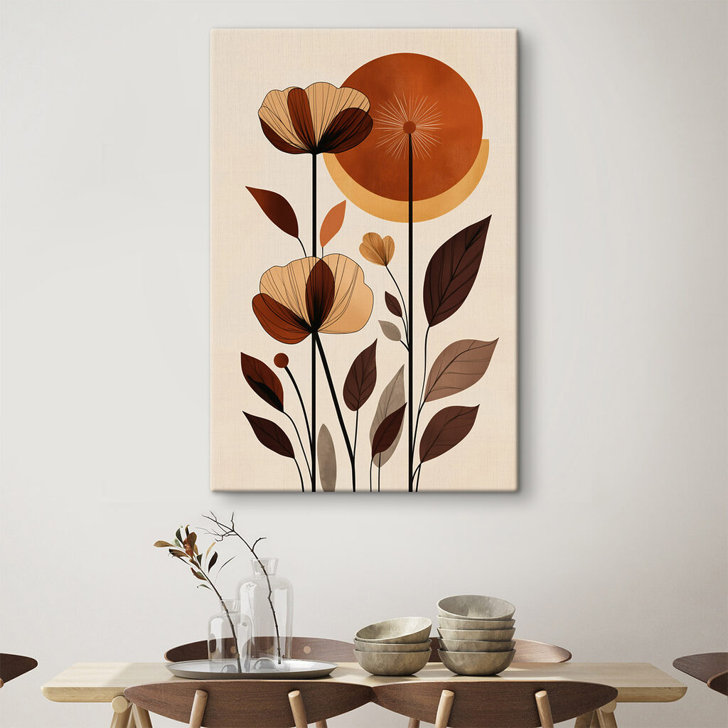 Elegant bloemmotief in aardetinten — interieur 2
