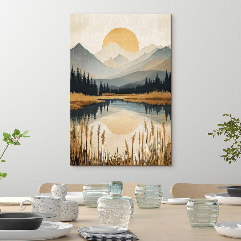 Landschap met een meer, bergen en bomen — interieur 1