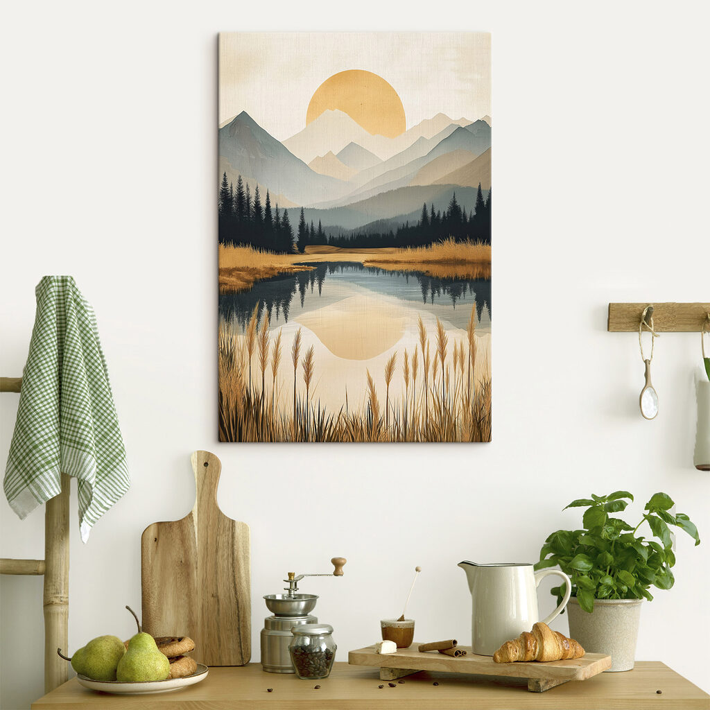 Landschap met een meer, bergen en bomen — interieur 2