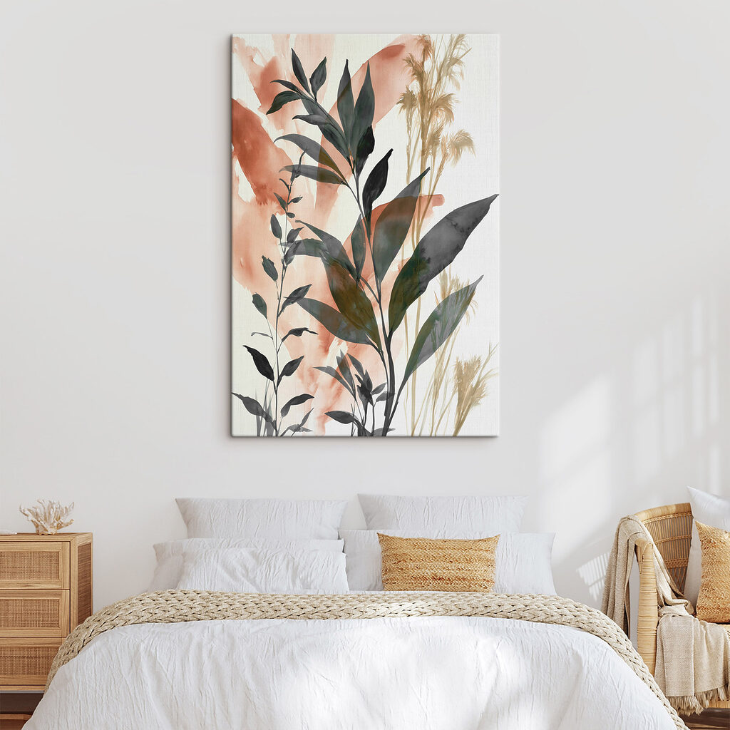 Groene twijgen naast terracotta — interieur 1