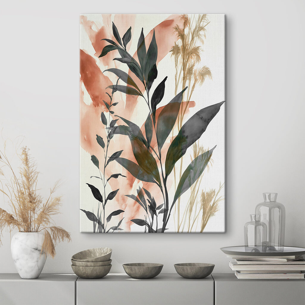 Groene twijgen naast terracotta — interieur 3