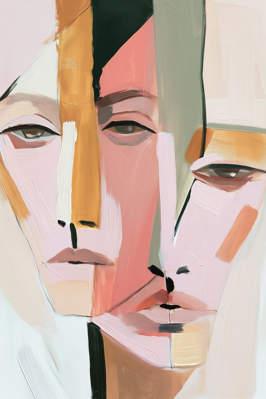 Twee gezichten in pastel — volledig ontwerp