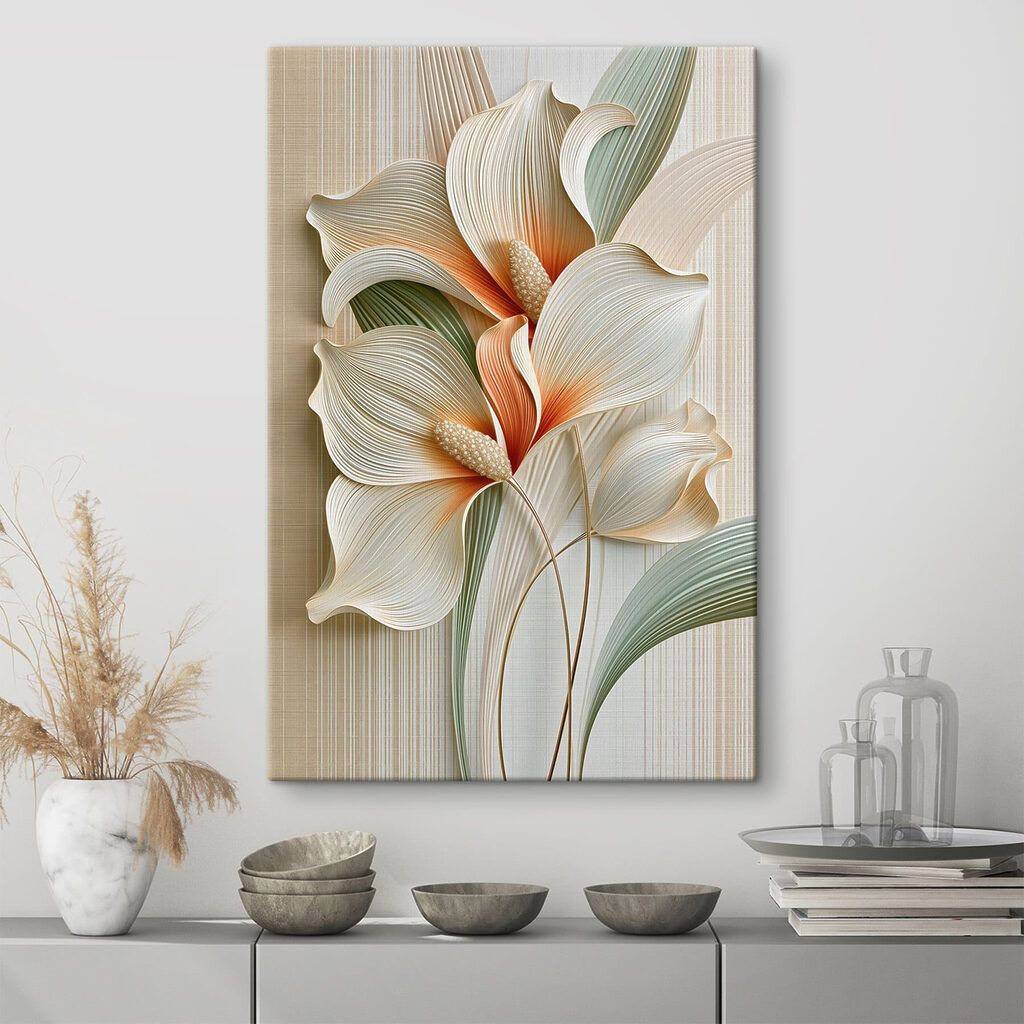 Roomwitte kelken langs groen — interieur 3
