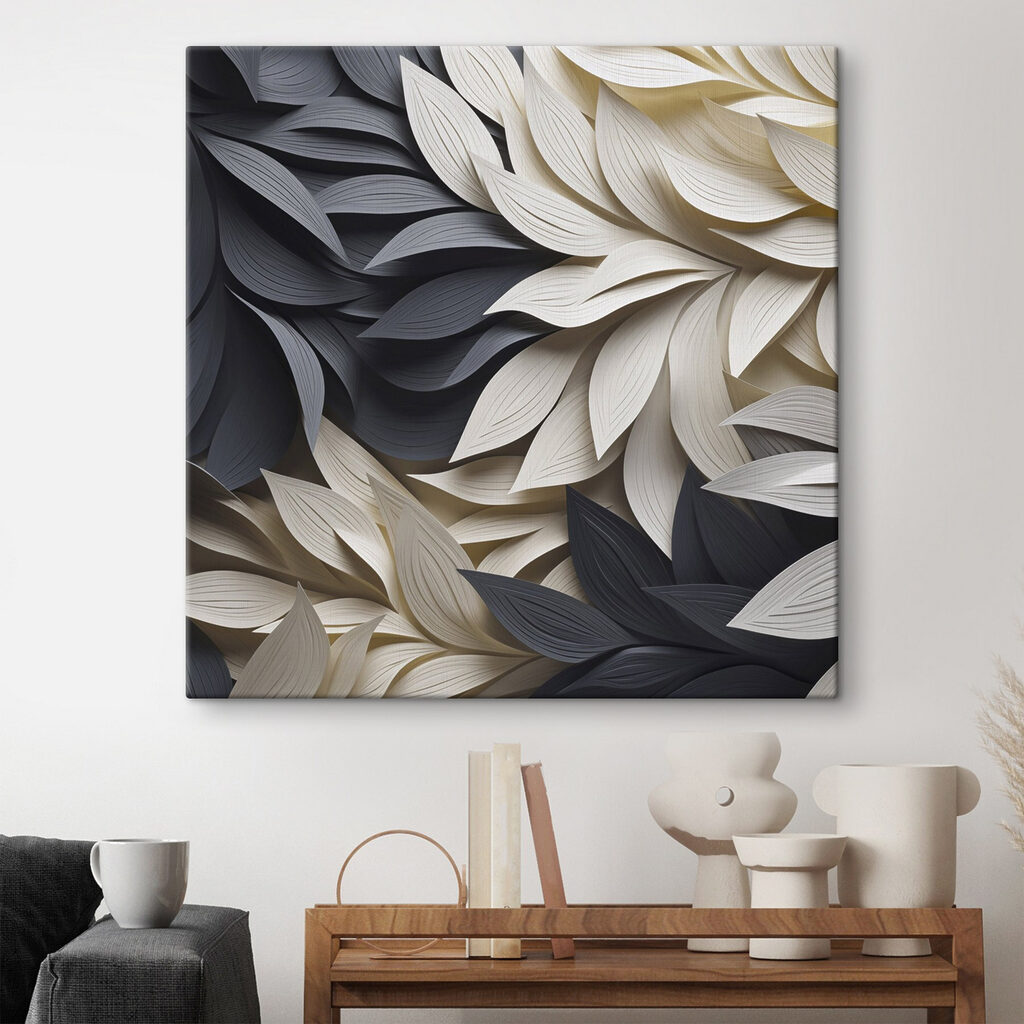 Witte bladnerven tussen antraciet — interieur 1