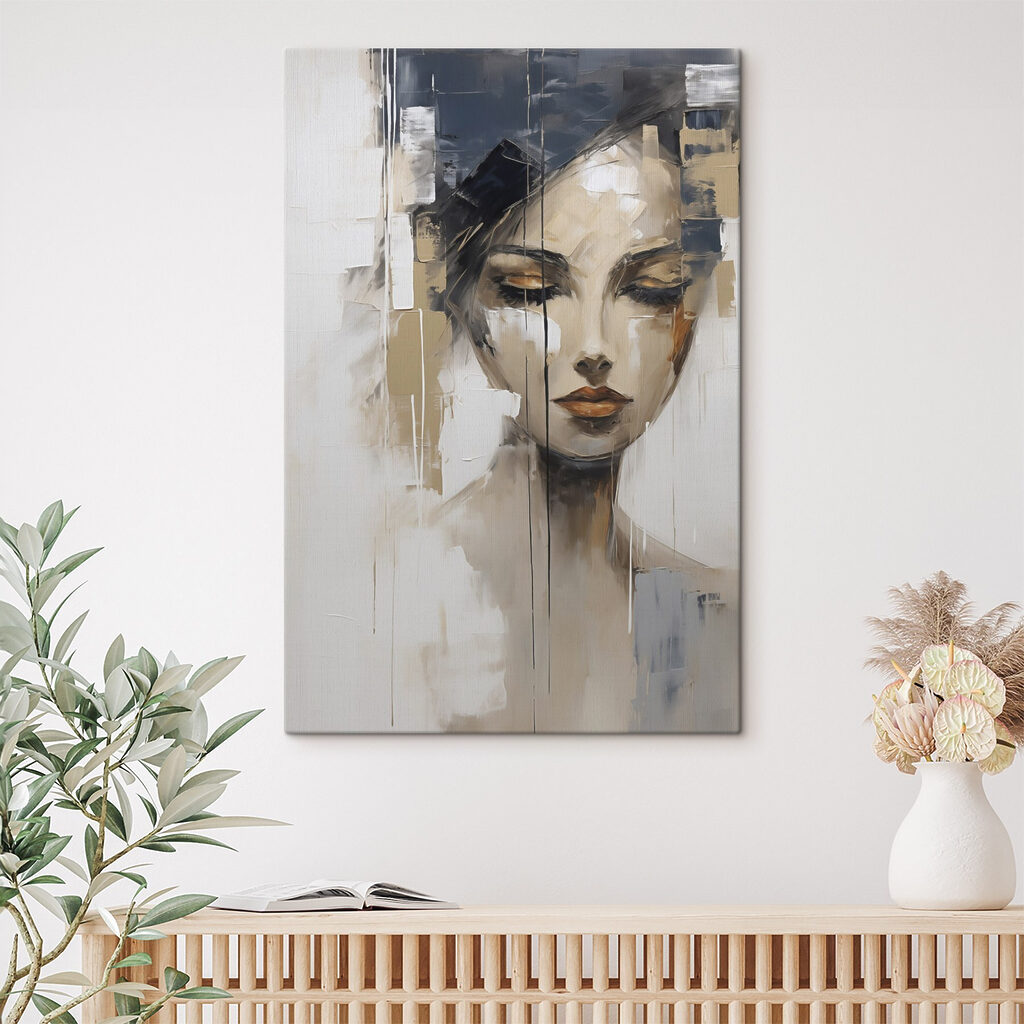 Vrouwenblik in goudgrijze verf — interieur 1