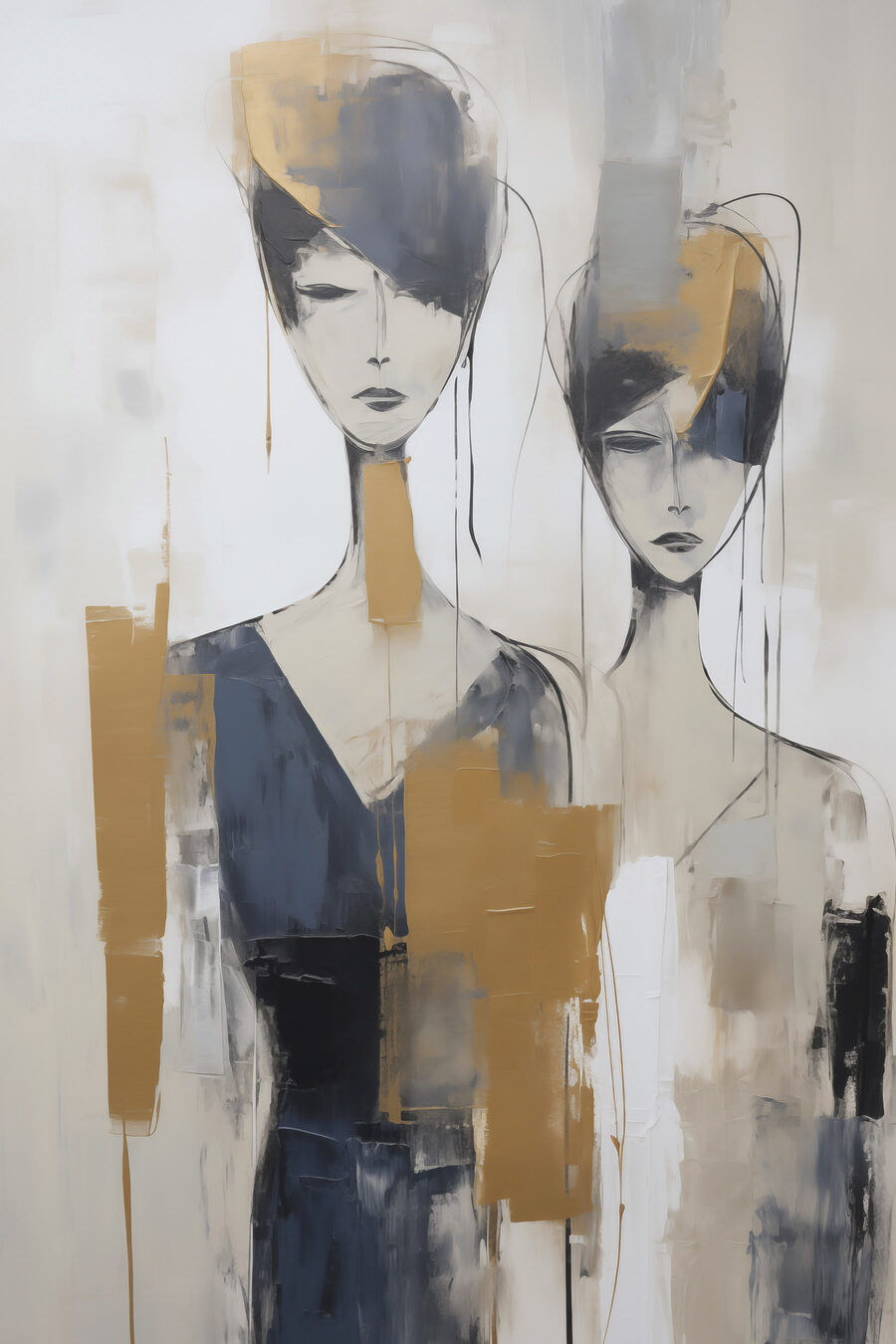 Twee vrouwen in verfbanen — volledig ontwerp