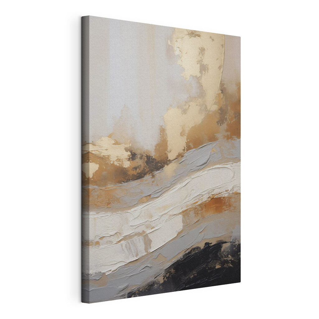 Gouden streken boven wit, gespannen canvas met doorlopende rand