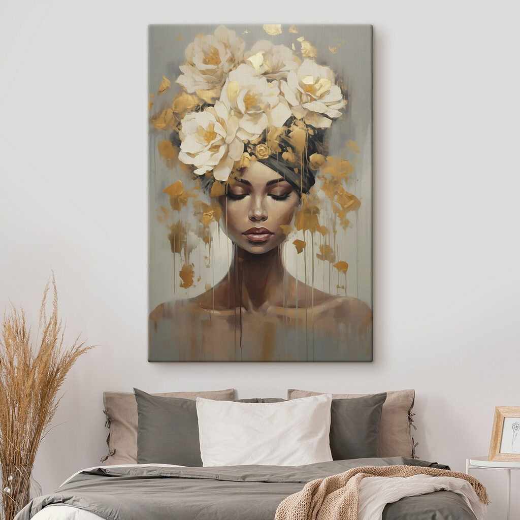 Roomwitte bloemen boven oogleden — interieur 2