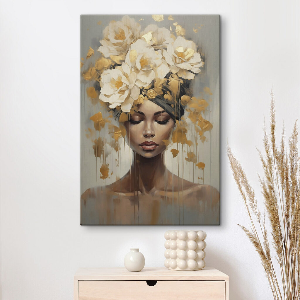 Roomwitte bloemen boven oogleden — interieur 1