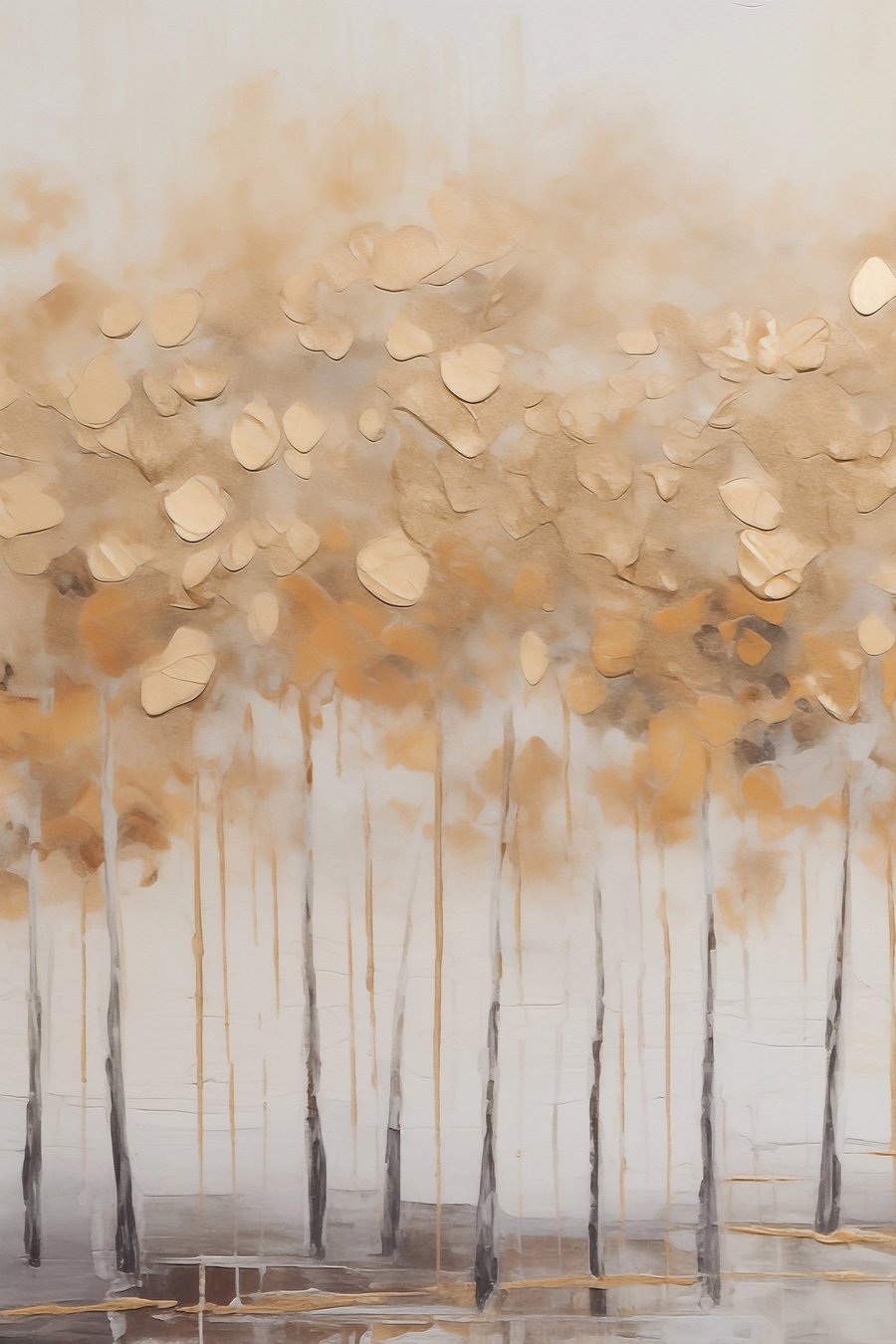 Herfstberken in beige tinten — volledig ontwerp