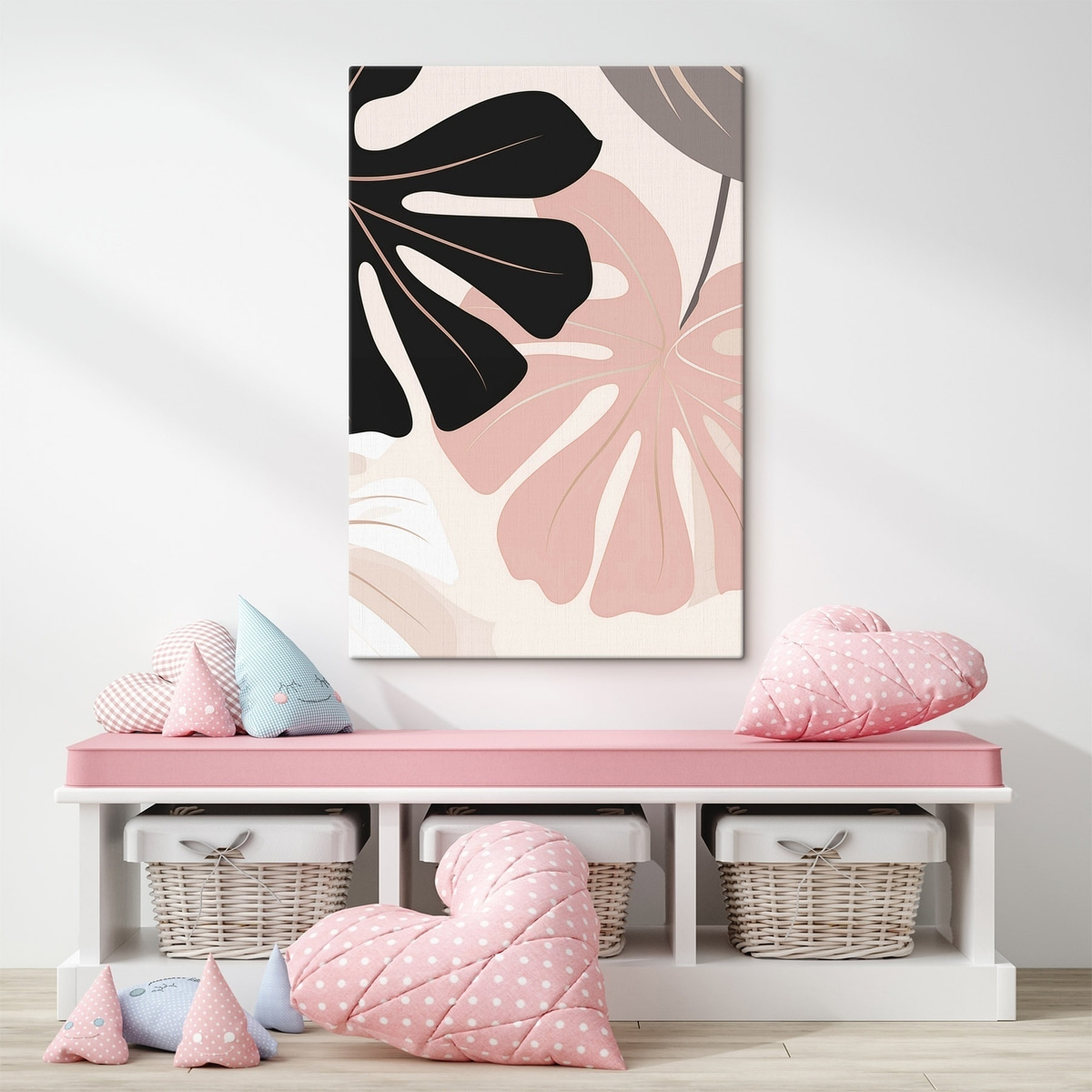 Grafische kunst met Monstera-bladeren — interieur 2