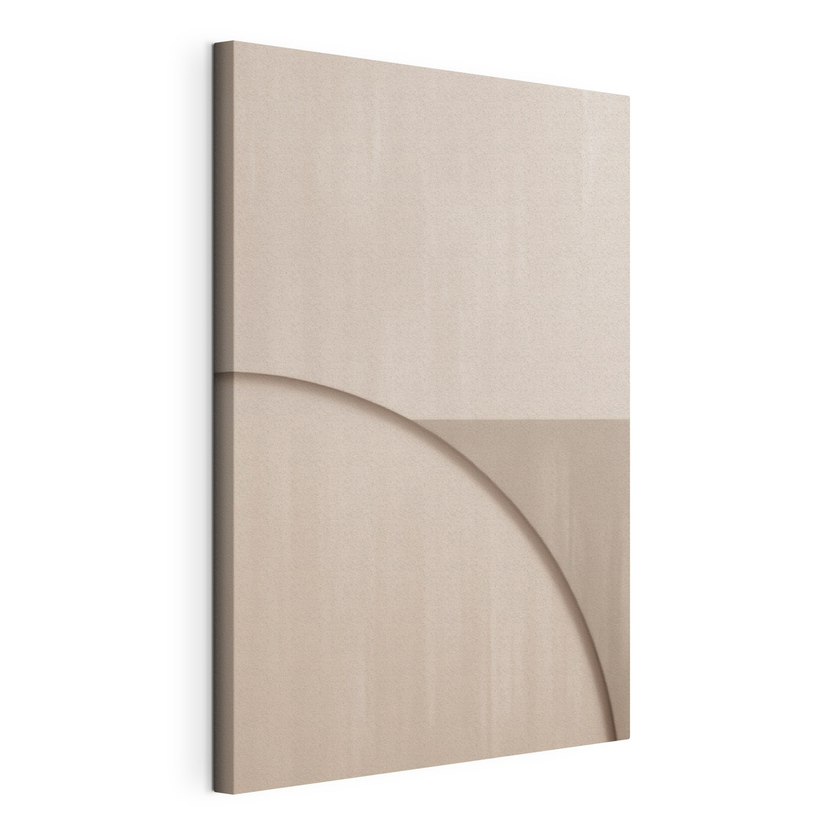 Minimalistische compositie in beige tinten, gespannen canvas met doorlopende rand