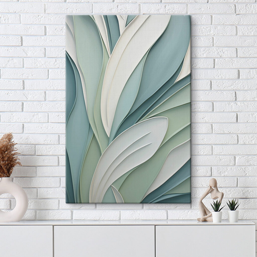 Lichtgroene bladranden in lagen — interieur 2