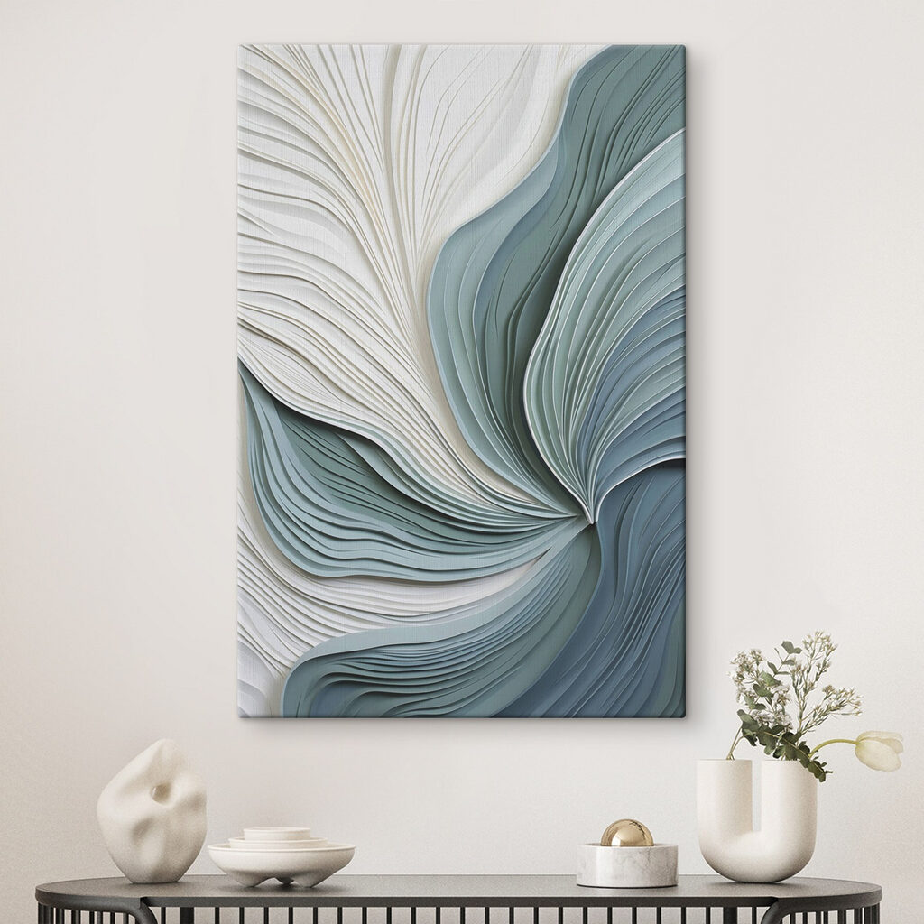 Blauwgroene ribbels waaieren uit — interieur 1