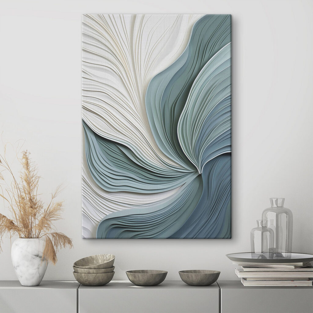 Blauwgroene ribbels waaieren uit — interieur 2